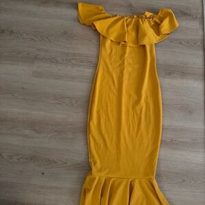 Fashion Nova Mustard Maxi Dress